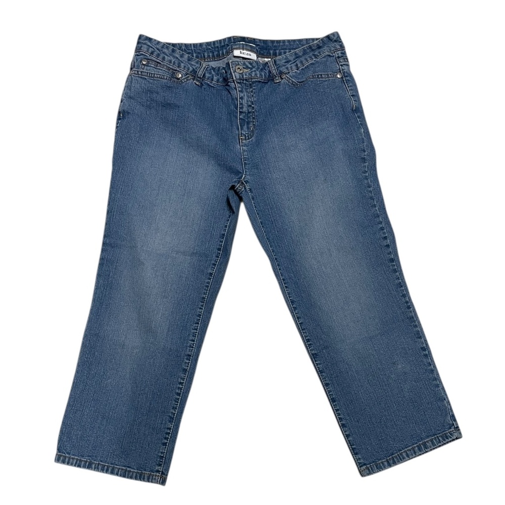 Liz & Co. Women's Stretch Capri Crop Jeans Size 12 Medium Wash